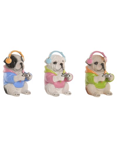 Prydnadsfigur Home ESPRIT Multicolour Hund (3 antal)