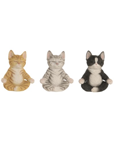Statua Decorativa Home ESPRIT Multicolore Gatti (3 Unità)