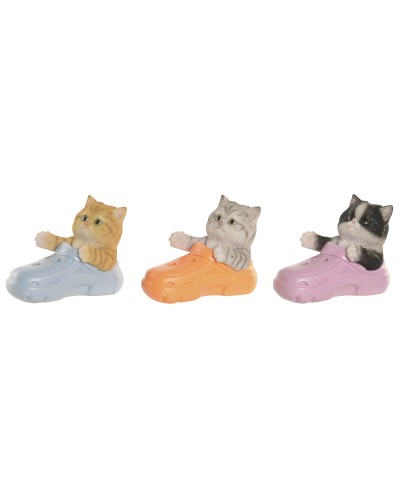 Figurine Décorative Home ESPRIT Multicouleur Chat Shabby Chic Crayon (3 Unités)