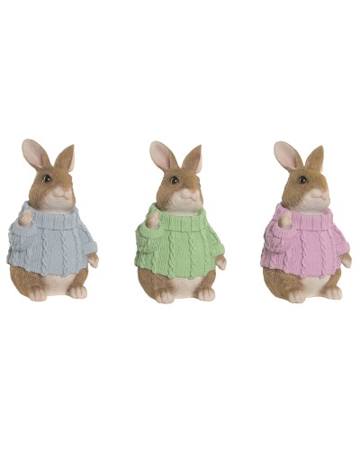 Decorative Figure Home ESPRIT Multicolour Rabbit Shabby Chic (3 Units)