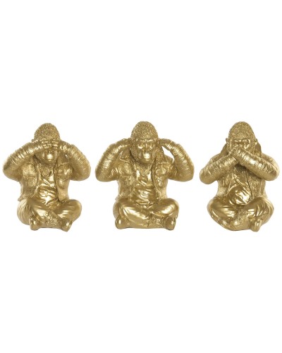 Decoratieve figuren Home ESPRIT Gouden Gorilla (3 Stuks)