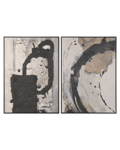 Schilderij Home ESPRIT Zwart Grijs Modern 103 x 4 x 143 cm (2 Stuks)