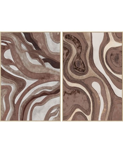 Schilderij Home ESPRIT Bruin Beige Modern Stads 82,5 x 4,5 x 122,5 cm (2 Stuks)