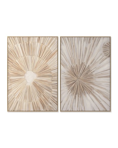 Quadro Home ESPRIT Bianco Naturale Scandinavo (2 Unità)