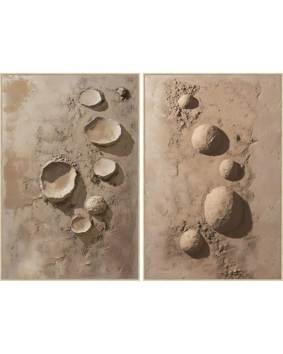 Schilderij Home ESPRIT Terra cotta Modern 82,5 x 4,5 x 122,5 cm (2 Stuks)