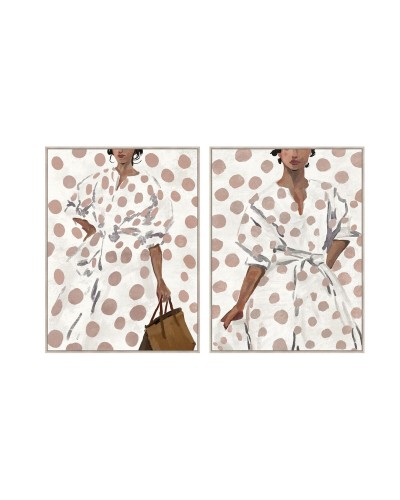 Cuadro Home ESPRIT Blanco Marrón Mujer Urbano 90 X 4 X 119,5 CM (2 Unidades)