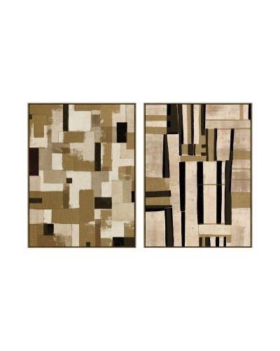 Tavla Home ESPRIT Brun Beige Modern Med relief Urban 90 x 4 x 120 cm (2 antal)