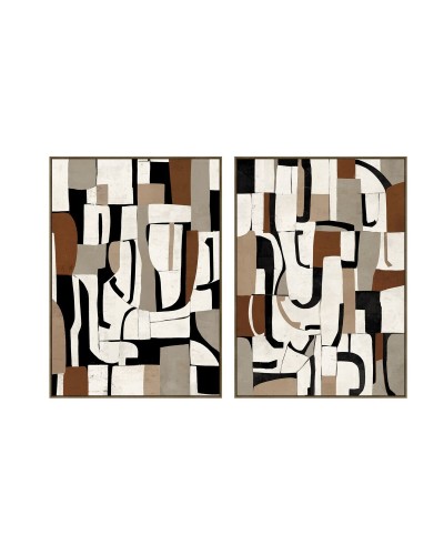 Painting Home ESPRIT White Grey Abstract Urban 100 x 4 x 140 cm (2 Units)