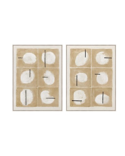 Cadre Home ESPRIT Blanc Noir Beige Moderne Avec relief Urbaine 90 x 4 x 120 cm (2 Unités)