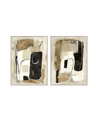 Tavla Home ESPRIT Svart Beige Abstrakt Urban 90 x 4 x 120 cm (2 antal)