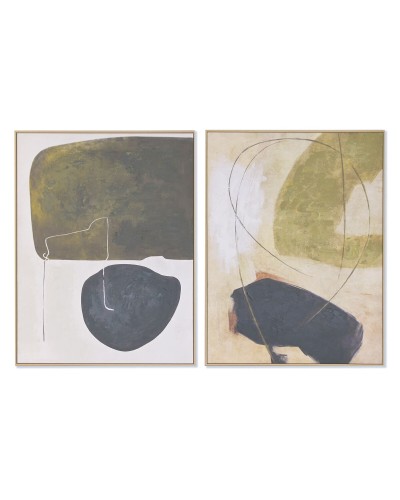 Cuadro Home ESPRIT Negro Verde Abstracto Urbano 90 x 4 x 120 cm (2 Unidades)