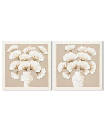 Tavla Home ESPRIT Vit Beige Vas Shabby Chic 100 x 3 x 100 cm (2 antal)