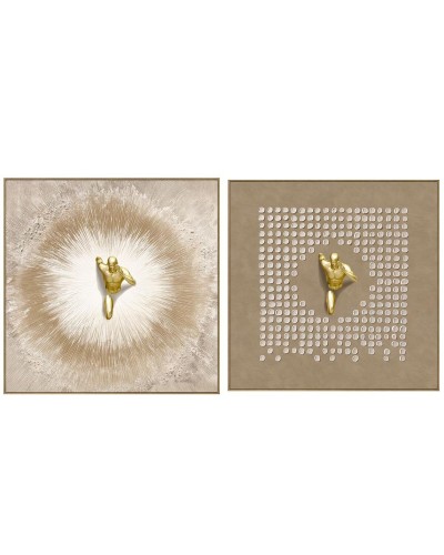 Schilderij Home ESPRIT Bruin Mannen Modern (2 Stuks)