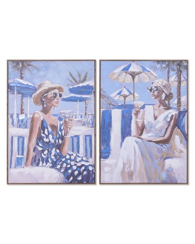 Cadre Home ESPRIT Bleu Blanc méditerranéen 70 x 3,5 x 100 cm (2 Unités)