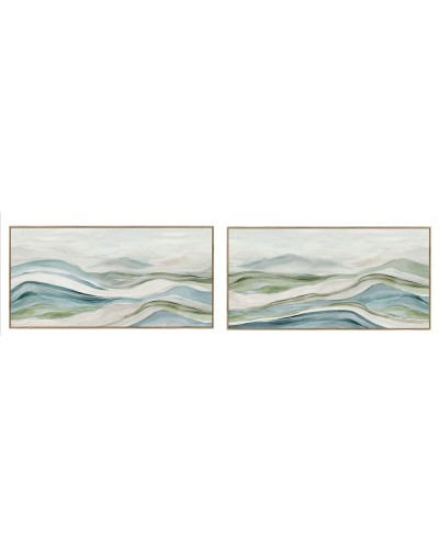 Cadre Home ESPRIT Bleu Vert Abstrait Moderne 140 x 3,7 x 70 cm (2 Unités)