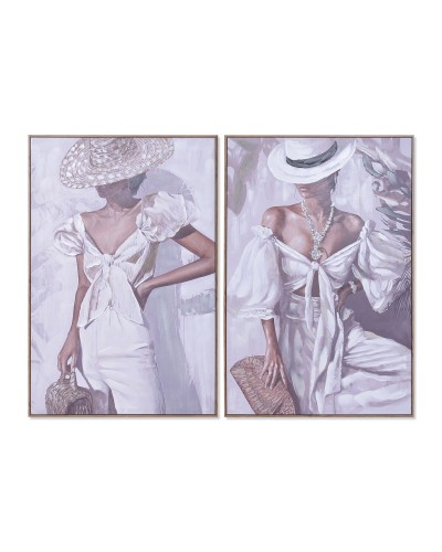 Schilderij Home ESPRIT Wit Vrouw Scandinavisch 80 x 3,5 x 120 cm (2 Stuks)