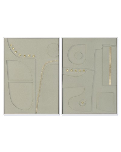 Tavla Home ESPRIT Grön Gyllene Modern (2 antal)