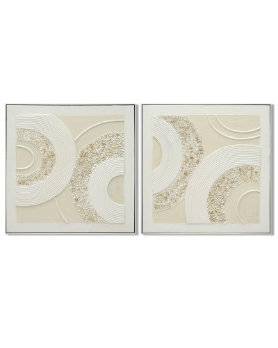 Maalaus Home ESPRIT Valkoinen Beige Abstrakti Skandinaavinen 82 x 4,5 x 82 cm (2 osaa)