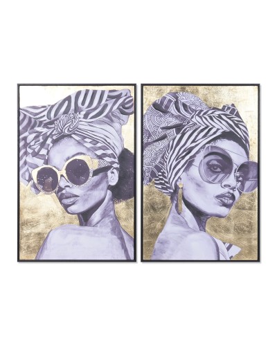 Quadro Home ESPRIT Nero Dorato chica 60 x 3,5 x 90 cm (2 Unità)