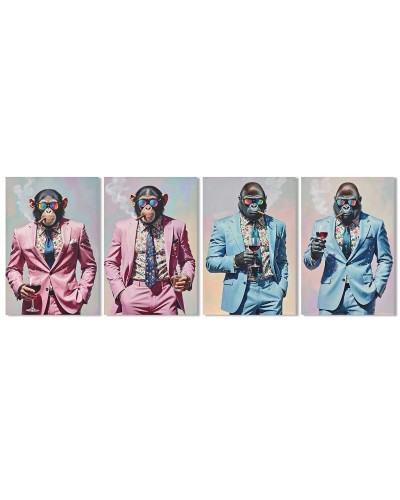 Painting Home ESPRIT Blue Pink Lacquered 60 x 2,5 x 90 cm (4 Units)