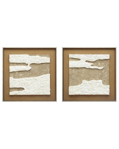 Cadre Home ESPRIT Blanc Terre cuite Moderne 60 x 3,8 x 60 cm (2 Unités)