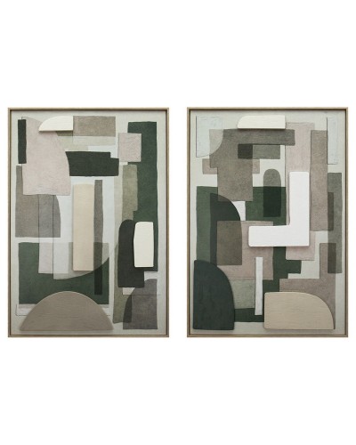 Tavla Home ESPRIT Grön Beige Abstrakt Urban 70 x 3,5 x 100 cm (2 antal)