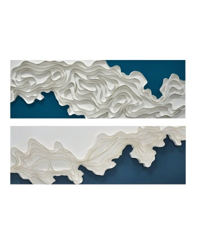 Quadro Home ESPRIT Azzurro Bianco Moderno (2 Unità)