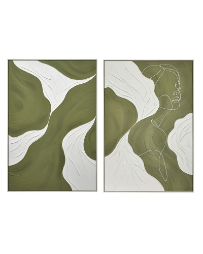 Quadro Home ESPRIT Bianco Verde Astratto Città 80 x 4,3 x 120 cm (2 Unità)