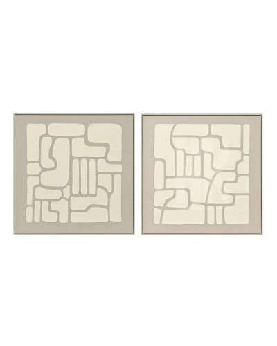 Bild Home ESPRIT Weiß Beige abstrakt Urban 80 x 3,8 x 80 cm (2 Stück)