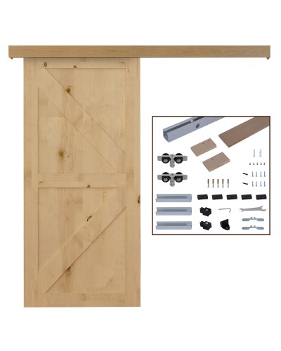 Binario con Kit di Accessori per Porte Scorrevoli in Stile Rustico in Legno
