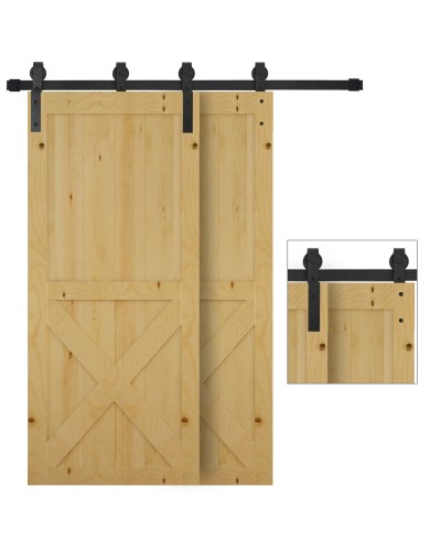  Kit Porta Scorrevole in Acciaio con Binario, Rulli, Fermi, Guide, Bulloni e Viti, 200x0.6x4 cm, Nero