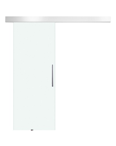  Porta Scorrevole Interna in Vetro Smerigliato con Binario B1 e Maniglia per Bagno Cucina Studio Vetro 205x 90x 0.8cm