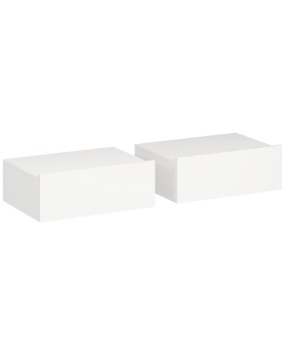  Set di 2 Comodini Sospesi Moderni con Cassetto in Legno, 40x30x15cm, Bianco