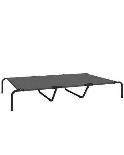  Lettino per Cani Grandi Rialzato da Esterno in Acciaio e Rete Traspirante, 152x94x23 cm, Grigio