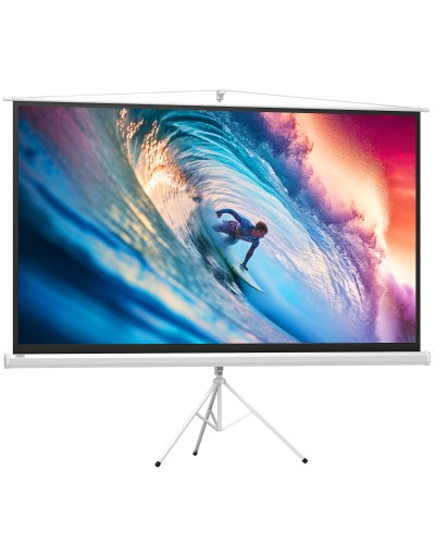  Telo Proiettore Pieghevole da 100" Formato 16:9 con Treppiede Regolabile, 235.8x8x136 cm, Bianco