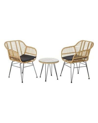 Pöytäsetti 2 tuolilla DKD Home Decor Metalli Rottinki (3 pcs)