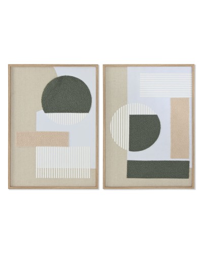 Cuadro Home ESPRIT Verde Beige Abstracto Urbano 50 x 3 x 70 cm (2 Unidades)