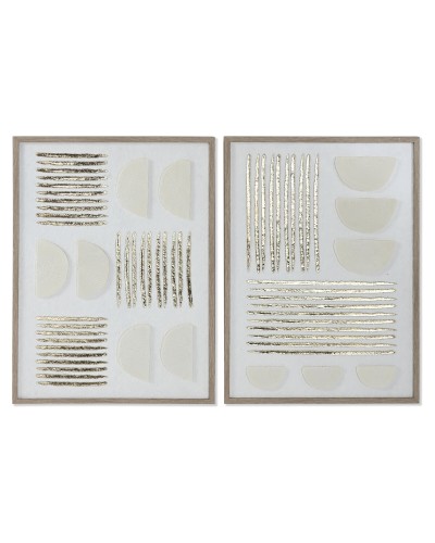 Cuadro Home ESPRIT Blanco Dorado Moderno Urbano 45 x 2,2 x 60 cm (2 Unidades)