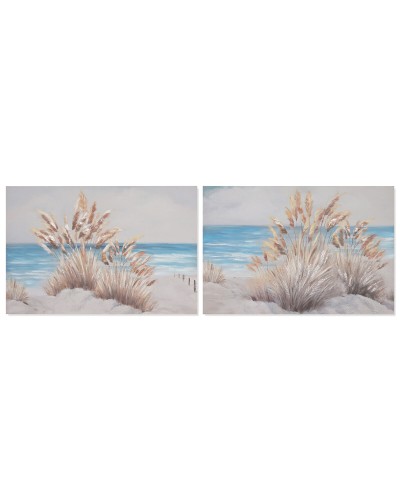 Cadre Home ESPRIT Bleu Beige Plage méditerranéen 120 x 2,8 x 80 cm (2 Unités)