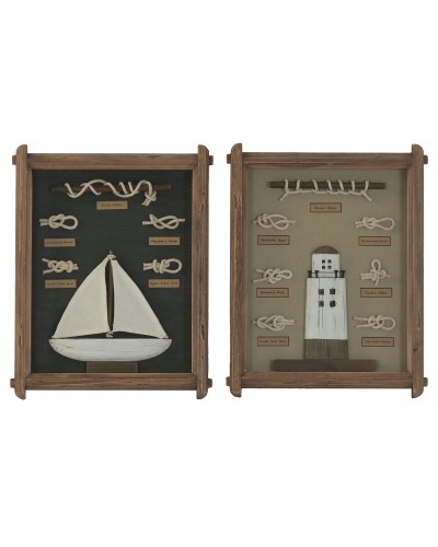 Cuadro Home ESPRIT Azul Natural Nudo 34 x 4 x 46 cm (2 Unidades)