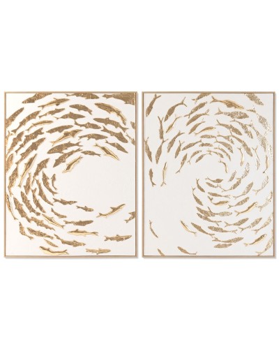 Cadre Home ESPRIT Blanc Doré Spirales méditerranéen 82,5 X 3 X 102,5 CM (2 Unités)
