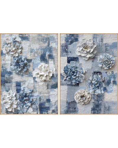 Schilderij Home ESPRIT Blauw Wit Modern 103 x 4 x 143 cm (2 Stuks)