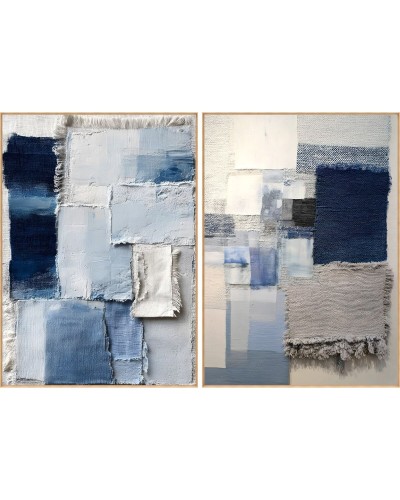 Cadre Home ESPRIT Bleu Blanc Abstrait Moderne 103 x 4 x 143 cm (2 Unités)