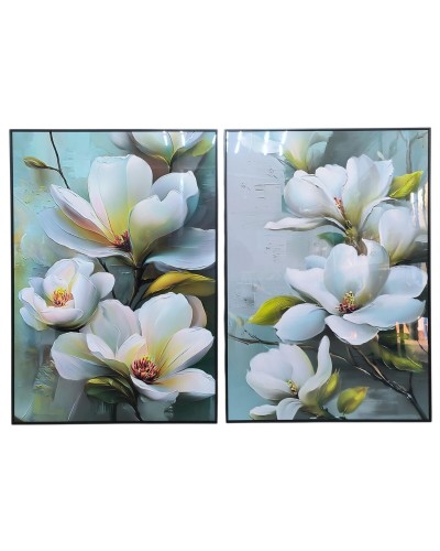 Quadro Home ESPRIT Bianco Verde Shabby Chic 70 x 3,5 x 100 cm (2 Unità)