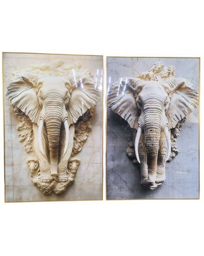 Bild Home ESPRIT Beige Grau Elefant Kolonial 80 x 3,5 x 120 cm (2 Stück)