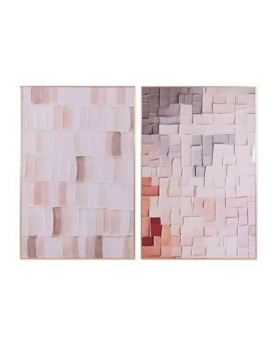 Quadro Home ESPRIT Beige Astratto Scandinavo 80 x 3,5 x 120 cm (2 Unità)