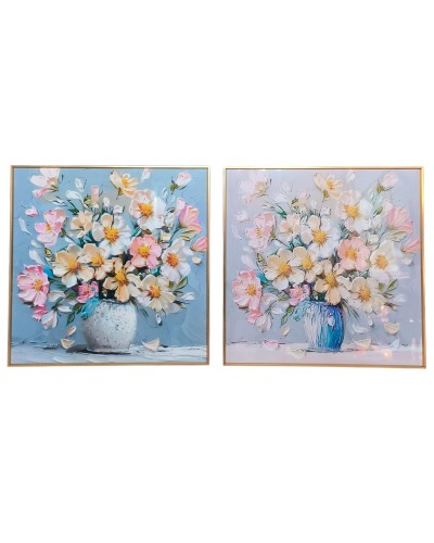 Maalaus Home ESPRIT Shabby Chic Maljakko 60 x 3,5 x 60 cm (2 osaa)