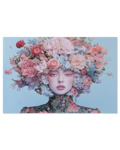 Quadro Home ESPRIT Blu cielo Fiori 120 x 0,4 x 80 cm