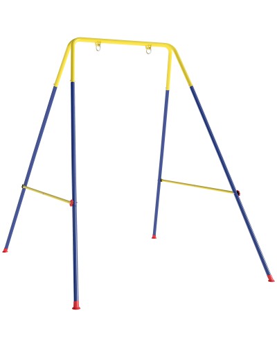  Struttura per Altalena da Giardino con 2 Ganci, in Acciaio, 128x155x157 cm, Giallo e Blu