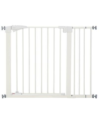  Cancelletto per Cani Taglia Piccola e Media con Doppia Serratura e Chiusura Automatica, 76-103x4.2x77 cm, Bianco